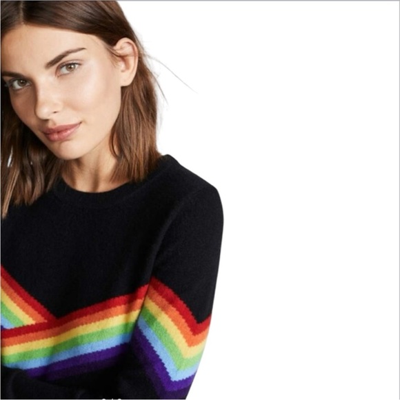 SPIRITUAL GANGSTER X MADELEINE THOMPSON Beatrice Rainbow Sweater Black size M - Picture 2 of 9